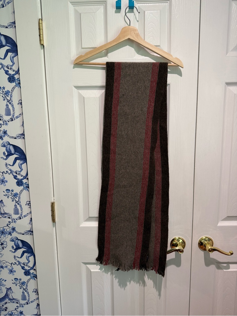 Vintage gap Striped lambs Wool Scarf in brown and red NWT